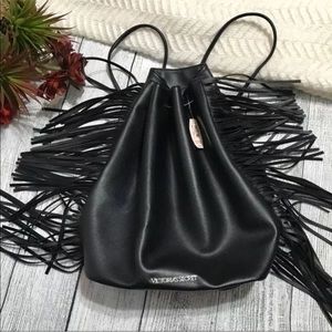Faux Leather Fringe Backpack